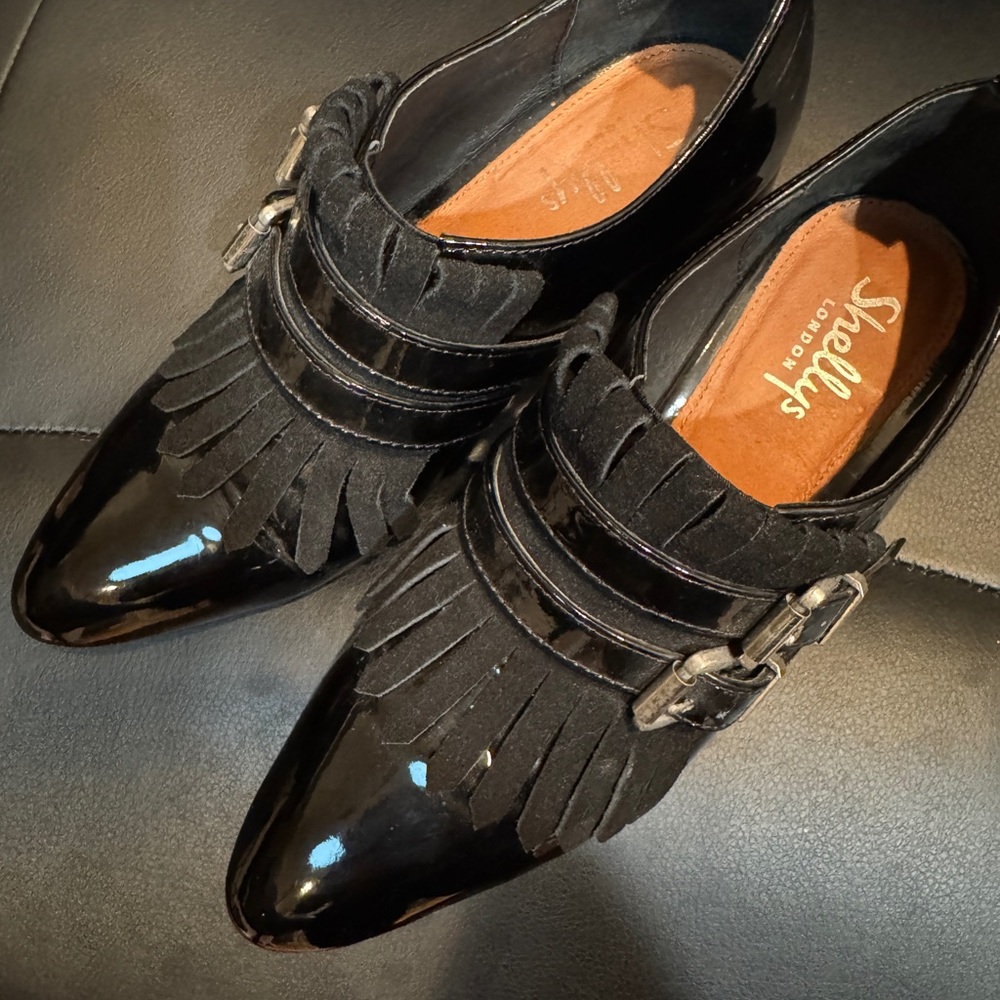 Shellys London Black Fringe Loafers